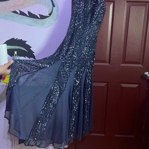 Navy blue sequin formal dress